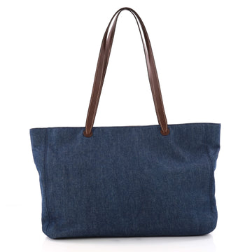 Chanel Vintage CC Logo Tote Denim Large Blue 3325002