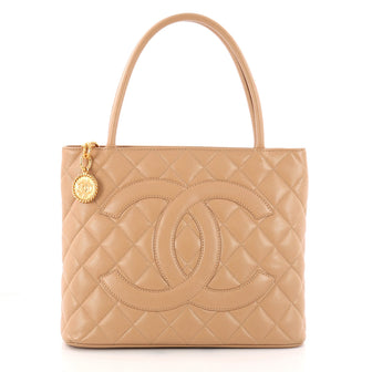 Chanel Medallion Tote Quilted Caviar Neutral 3325801