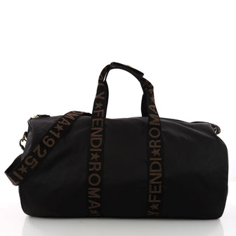Fendi Vintage Logo Duffle Bag Nylon Large Black 3329505