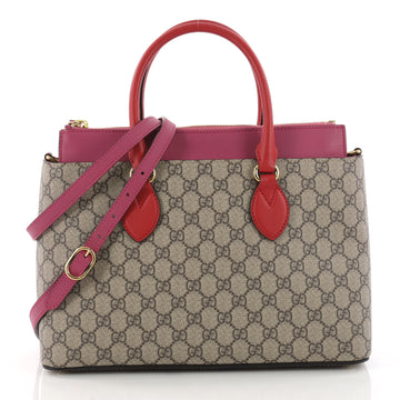 Gucci Linea A Convertible Tote GG Coated Canvas Small Gray 3330003