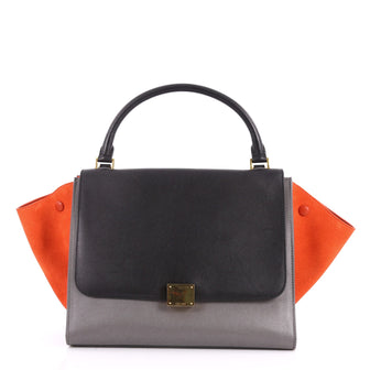 Celine Tricolor Trapeze Handbag Leather Medium Black 3330704