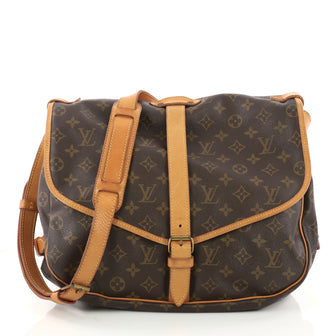 Louis Vuitton Saumur Handbag Monogram Canvas GM Brown 3330705