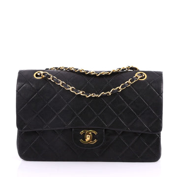 Chanel Vintage Classic Double Flap Bag Quilted Lambskin Medium Black 3331001