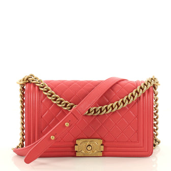 Chanel Boy Flap Bag Quilted Lambskin Old Medium Pink 3331101