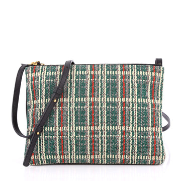 Celine Trio Crossbody Bag Tweed Large Green 3331402