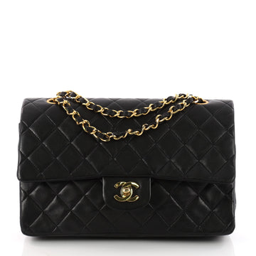 Chanel Vintage Classic Double Flap Bag Quilted Lambskin Medium Black 3331701