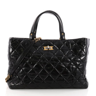 Chanel Rita Tote Quilted Glazed Crackled Calfskin Small Black 3331901