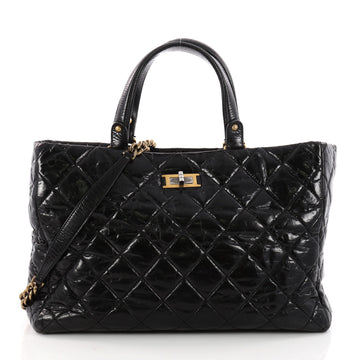 Chanel Rita Tote Quilted Glazed Crackled Calfskin Small Black 3331901