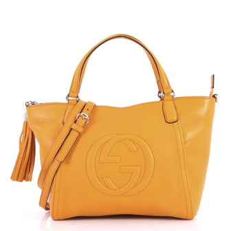 Gucci Soho Convertible Top Handle Bag Leather Medium Orange 3332201