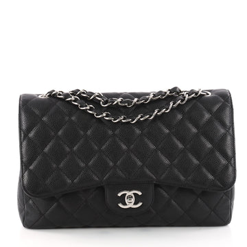 Chanel Vintage Square Classic Single Flap Bag Quilted Caviar Jumbo Black 3332301