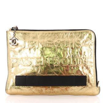 Chanel Feminine Pouch Crinkled Leather Medium Gold 3332401