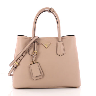 Prada Cuir Double Tote Saffiano Leather Small Pink 3332802