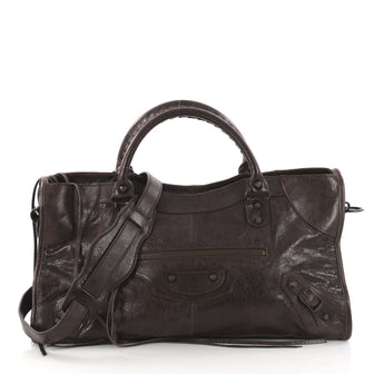Balenciaga Part Time Classic Studs Handbag Leather Brown 3333305