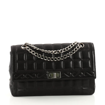 Chanel Vintage Chocolate Bar Mademoiselle Chain Flap Bag Black 3335403