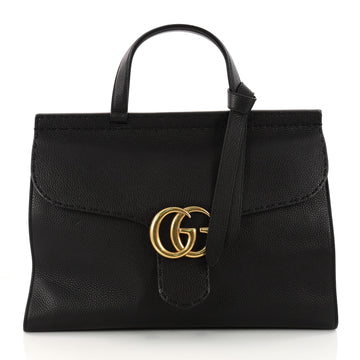 Gucci GG Marmont Top Handle Bag Leather Medium Black 3335502