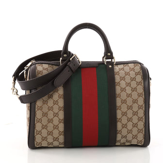 Gucci Vintage Web Boston Bag GG Canvas Medium Brown 3335602