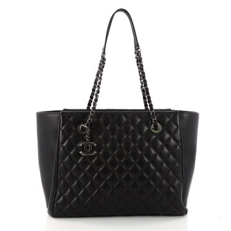 Chanel CC Charm Shopping Tote Quilted Lambskin Large Black 3335901