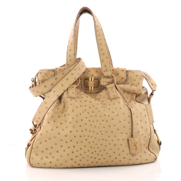 Saint Laurent Rive Gauche Satchel Ostrich Large Neutral 3337001