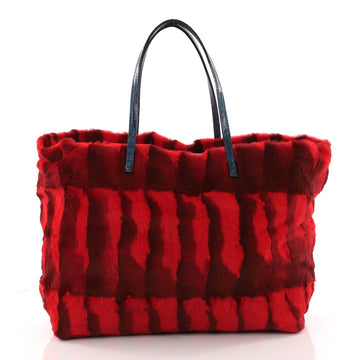 Fendi Roll Tote Fur with Lizard Medium Red 3338505