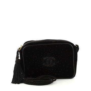 Chanel Vintage Camera Tassel Bag Strass Embellished Velvet Small Black 3338514