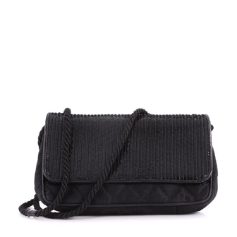 Chanel Vintage Flap Shoulder Bag Sequin Embellished Satin Small Black 3338515
