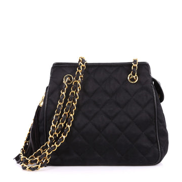 Chanel Vintage Chain Shoulder Bag Quilted Satin Small Black 3338535