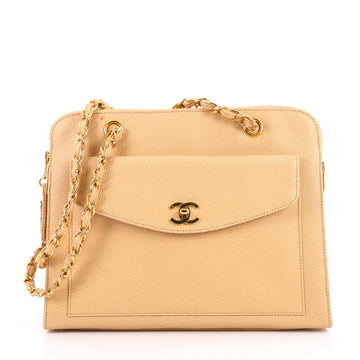 Chanel Vintage Front Pocket Camera Bag Caviar Large Neutral 3338537