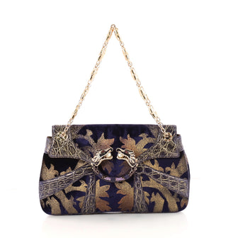 Jeweled Dragon Bag Crocodile and Velvet