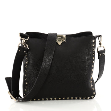 Valentino Rockstud Flip Lock Messenger Bag Leather Small Black 3339002