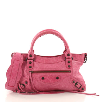 Balenciaga First Classic Studs Handbag Leather Pink 3339103