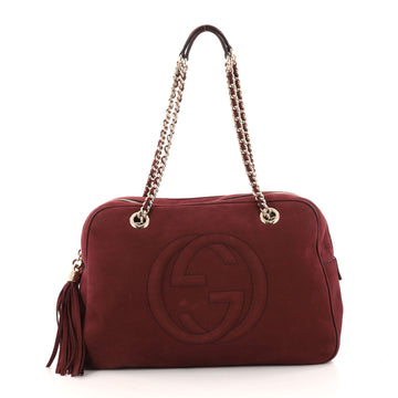 Gucci Soho Chain Zipped Shoulder Bag Nubuck Medium Red 3339902
