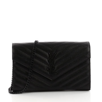 Classic Monogram Wallet on Chain Matelasse Chevron Leather Medium