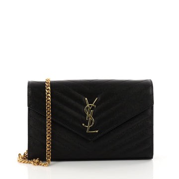 Classic Monogram Wallet on Chain Matelasse Chevron Leather Medium