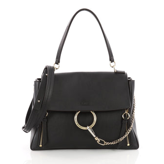 Chloe Faye Day Handbag Leather with Suede Medium Black 3340301