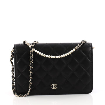 Chanel Pearl Wallet on Chain Quilted Lambskin Black 3341601