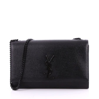 Saint Laurent Classic Monogram Crossbody Bag Grainy Leather Medium Black 3341704