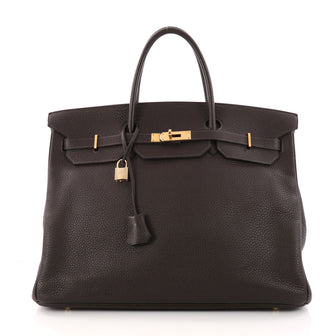 Hermes Birkin Handbag Brown Clemence with Gold Hardware Brown 3342001