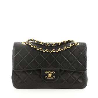 Chanel Vintage Classic Double Flap Bag Quilted Lambskin Small Black 3342201