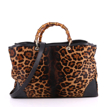 Gucci Bamboo Shopper Tote Pony Hair Large Brown 3342701