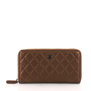Chanel Zip Around Wallet Quilted Lambskin Long Brown 3343102