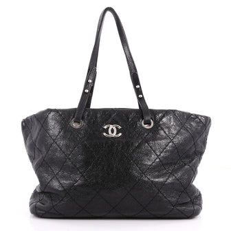 Chanel On The Road Tote Quilted Leather Small Black 3343103