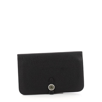 Hermes Dogon Combined Wallet Leather Black 3344103