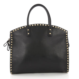 Valentino Rockstud Convertible Dome Tote Leather Black 3346001