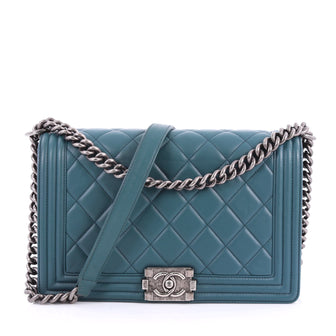 Chanel Boy Flap Bag Quilted Lambskin New Medium Green 3346901