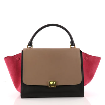Celine Tricolor Trapeze Handbag Leather Medium Black 3347601