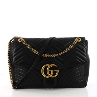 Gucci GG Marmont Flap Bag Matelasse Leather Large Black 3348701