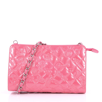 Chanel Lucky Symbols Pochette Embossed Quilted Patent Pink 3349203