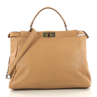 Fendi Peekaboo Handbag Leather Large Brown 3349503