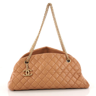 Chanel Just Mademoiselle Handbag Quilted Aged Calfskin Medium Brown 3350202