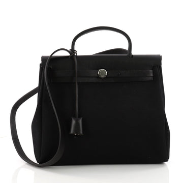 Hermes Herbag Toile and Leather PM Black 3350204